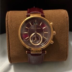 Michael Kors Gold and Burgundy Chronograph Watch